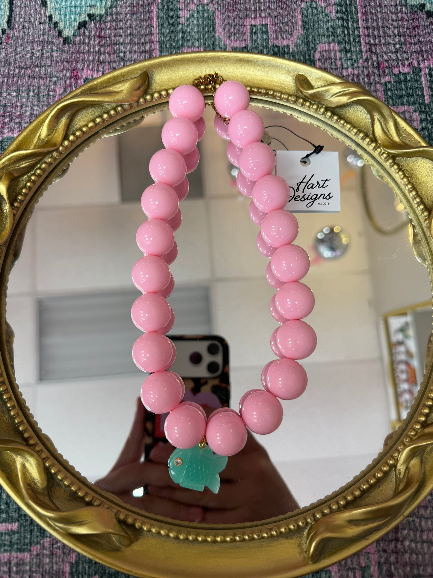 Solid light pink Bubble Fish Necklace