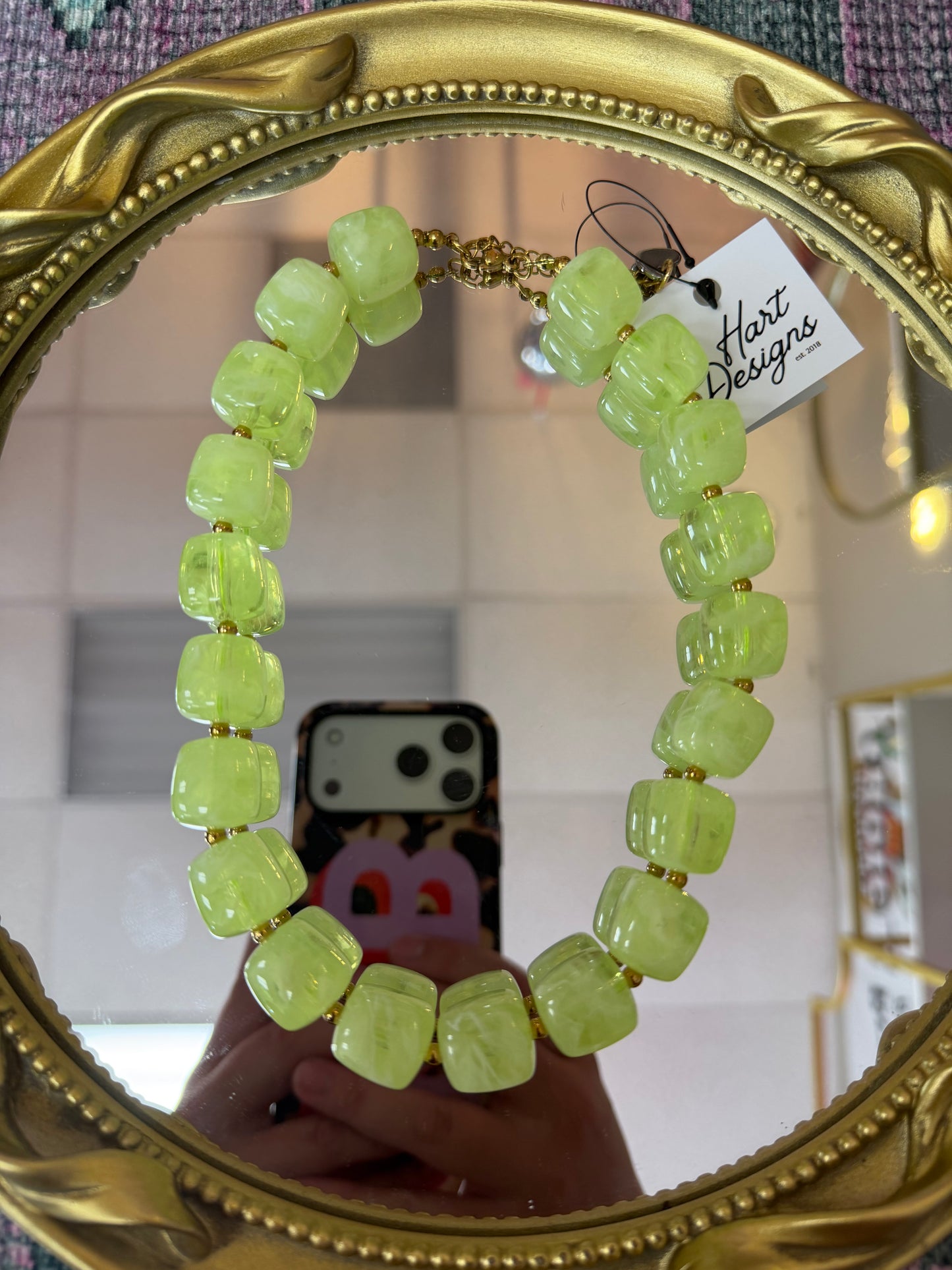 Chunky Lime Beaded Necklace