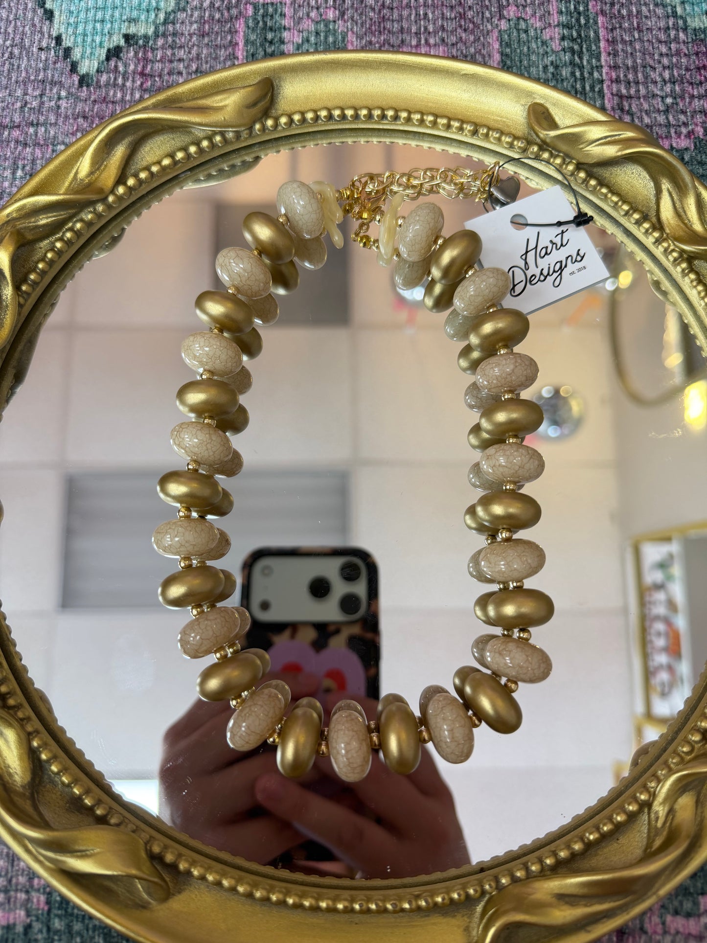Chunky Gold/Stone Beaded Necklace