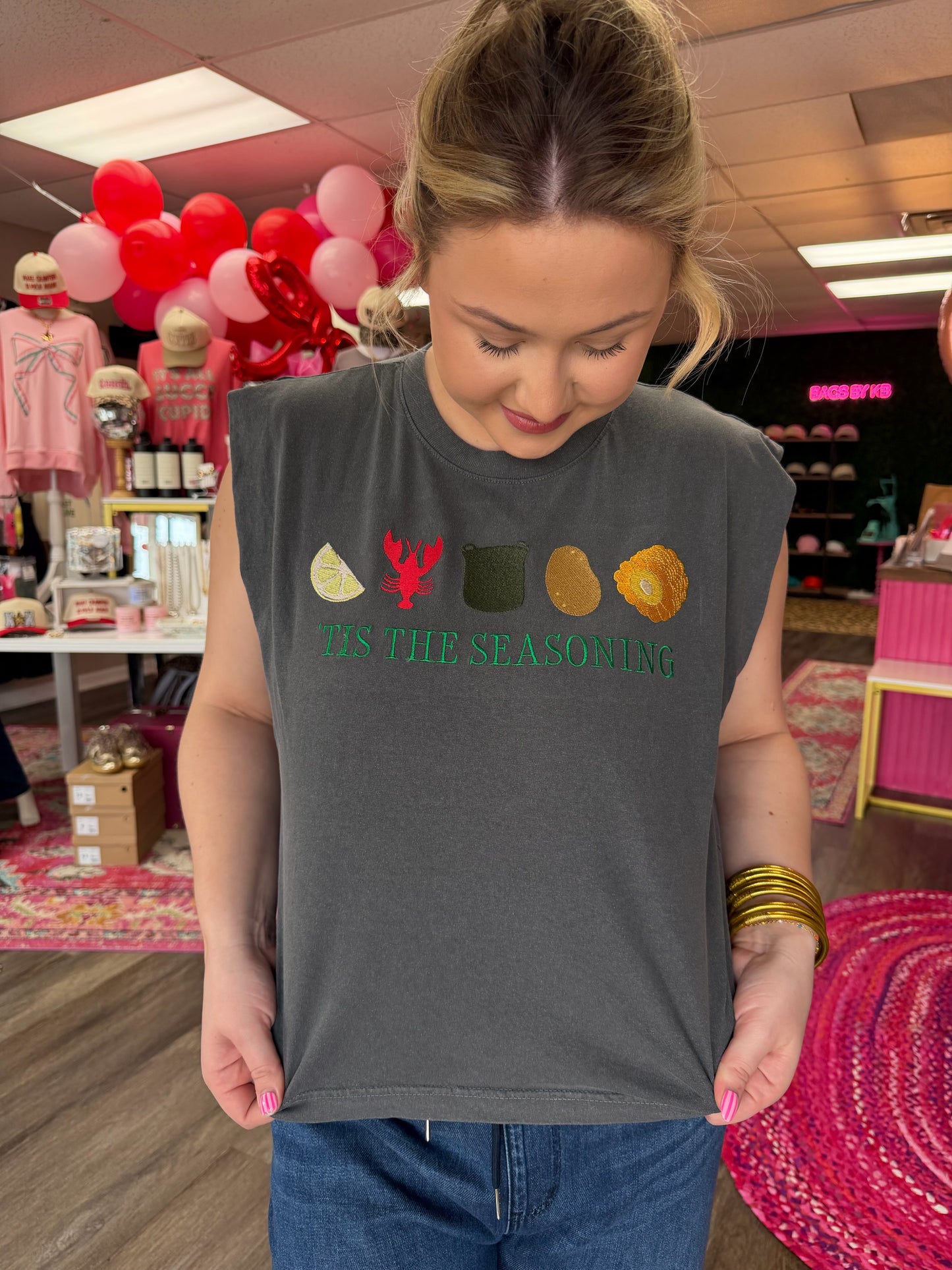 ‘Tis The Seasoning Embroidered Muscle Tank