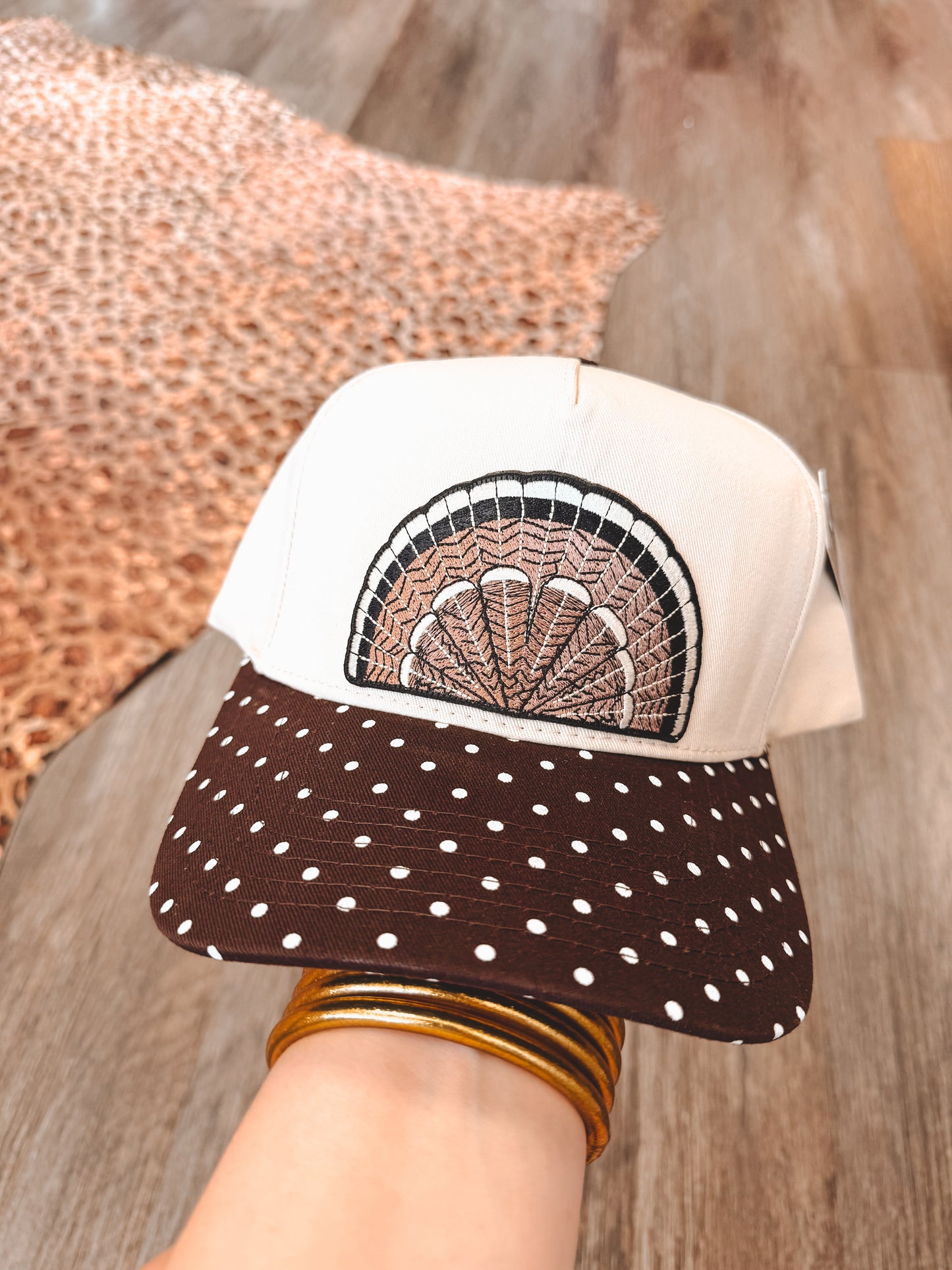 Polka Dots & Turkey Feathers Hat