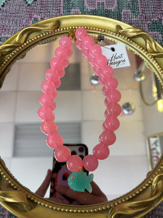 Pink Bubble Fish Necklace