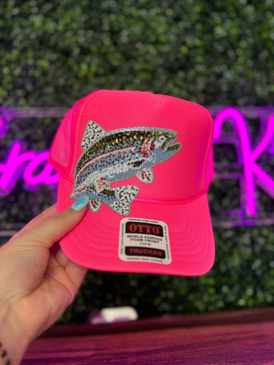 Sequin Rainbow Trout Trucker Hat