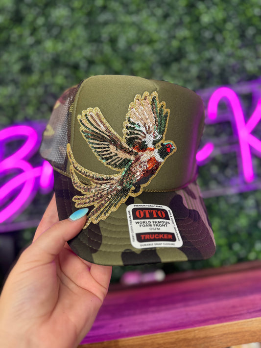 Sequin Pheasant Trucker Hat