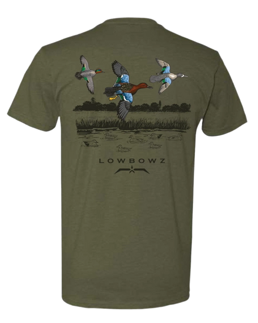 LOWBOWZ TEAL TRIFECTA TEE