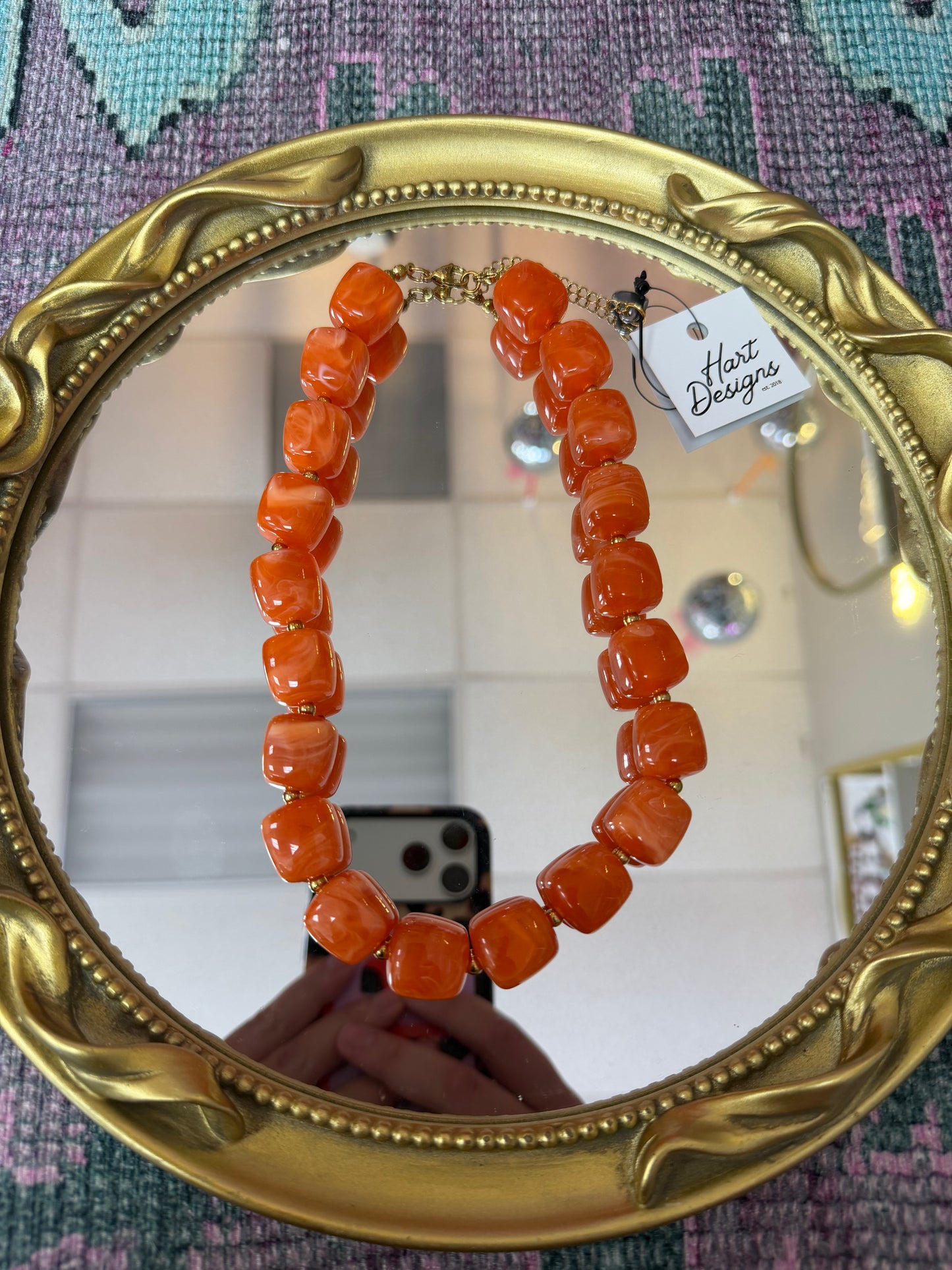 Chunky Orange Beaded Necklace