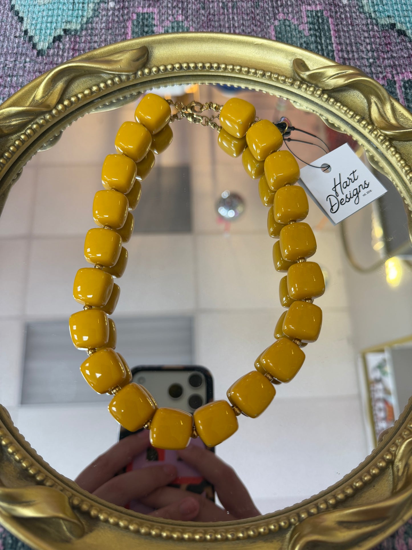 Chunky Mustard Beaded Necklace