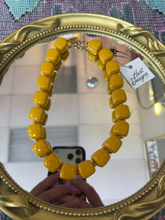 Chunky Mustard Beaded Necklace