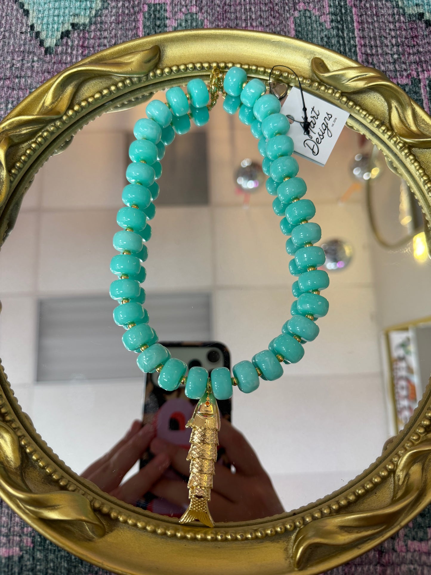 Chunky Teal Fish Necklace