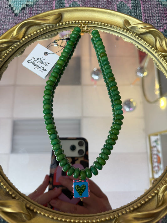 Green Stone Heart Necklace