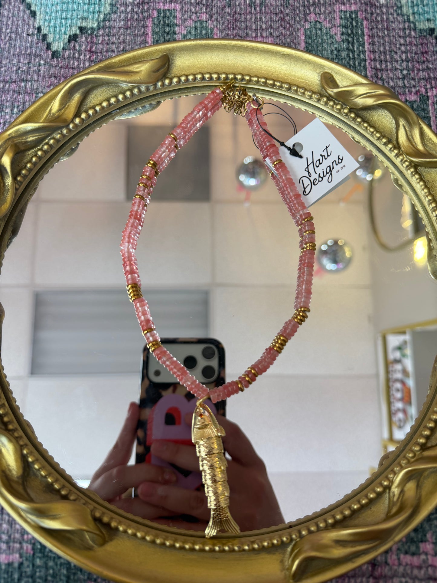 Pink/Gold Fish Necklace