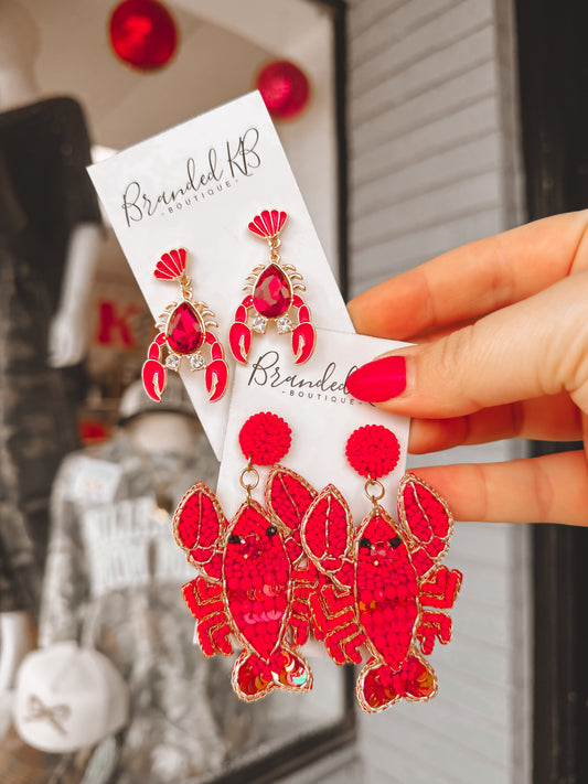 Bedazzled Crawfish Earrings