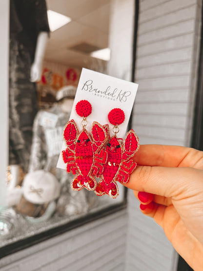 Bedazzled Crawfish Earrings