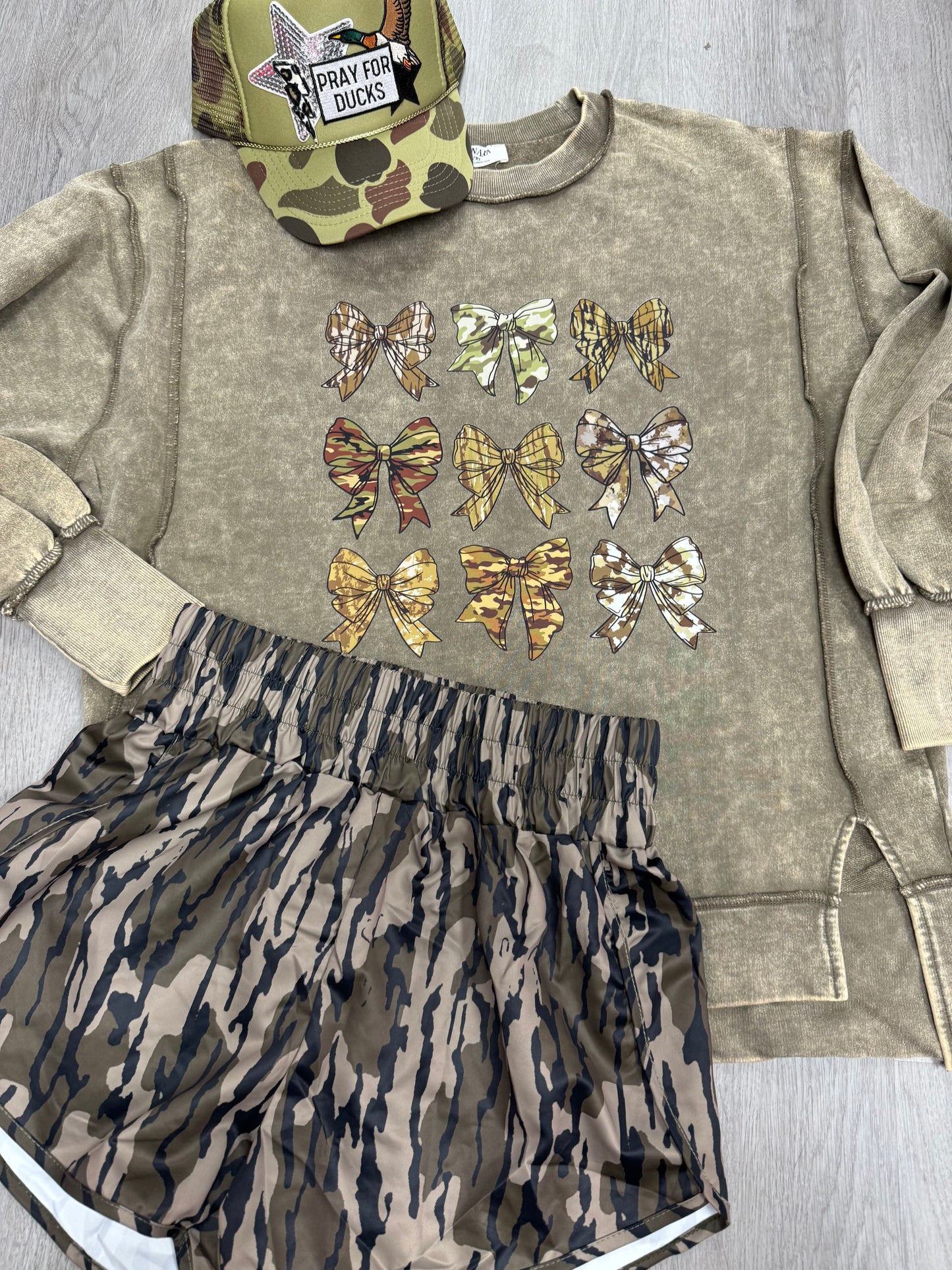 Camo Bow Zenana Sweatshirt