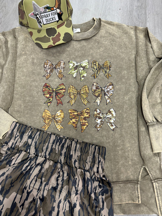 Camo Bow Zenana Sweatshirt