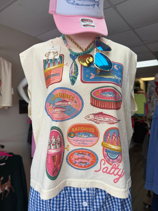 Rhinestone Sardine Muscle Tank
